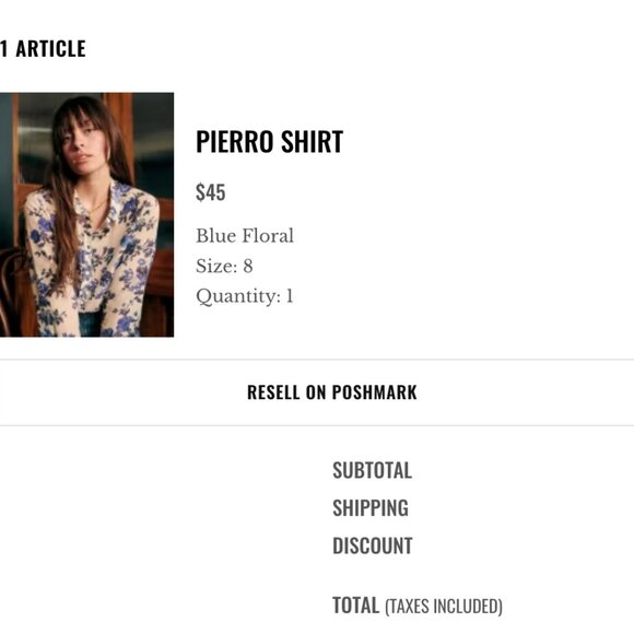 Sezane Pierro Shirt Blue Floral Sz 40/8 - Picture 5 of 5